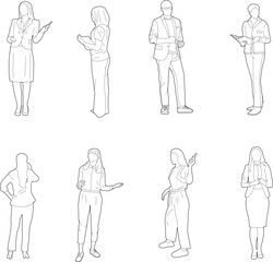 Line Drawing CAD of Teachers and Lecturers Professors Tutors in School