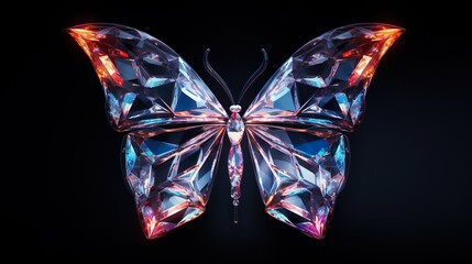 beautiful. diamond transparent butterfly and space with stars and nebulas background