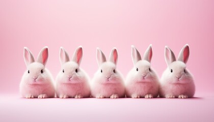 Easter Bunnies on Delightful Pink Background