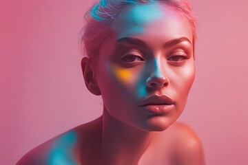 beauty woman portrait with colorful makeup beauty woman portrait with colorful makeup young attractive woman with beautiful face and colorful makeup