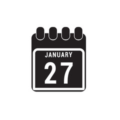Calendar displaying day 27 (twenty-seven) of the January - Day 27 of the month. Illustration
