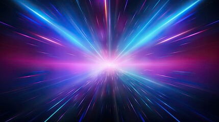Fototapeta premium Bright neon rays. Space star burst. Abstract multicolor spectrum background. Neon laser background. Bright energy lines backdrop. Generated by artificial intelligence