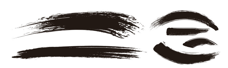 筆の質感　墨　インク　筆模様　波模様筆の筆跡素材。ブラシストローク