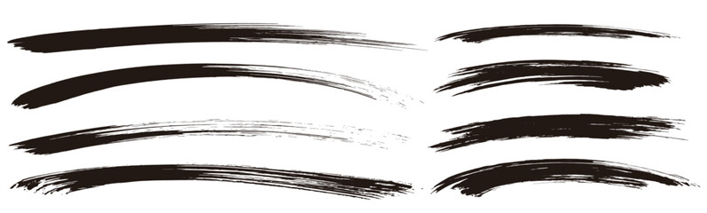 筆の質感　墨　インク　筆模様　波模様筆の筆跡素材。ブラシストローク