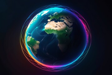 3d rendering of the planet earth and a globe with the sun in the background 3d rendering of the planet earth and a globe with the sun in the background global network and internet connection