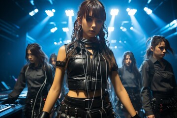 Naklejka premium teenage members of a k-pop music group