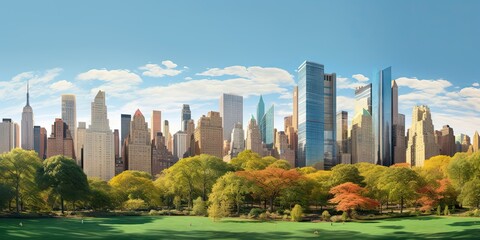 Obraz premium Central park cityscape. Breathtaking aerial view of manhattan urban skyline. Urban cityscape in stunning view