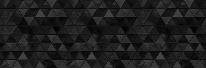 Abstract triangular black anthracite dark grey mosaic tile wallpaper wall or floor texture with...