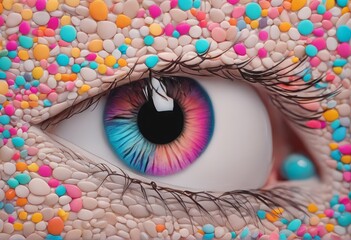 3d rendering of a colorful eye in the background 3d rendering of a colorful eye in the background creative makeup and beauty fashion