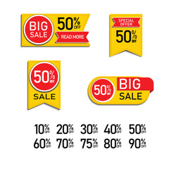 Sale Tags Icon Set. Special Offer, Big Sale, Discount, Vector Design. Store, Online Shopping Flat Design on White Background.