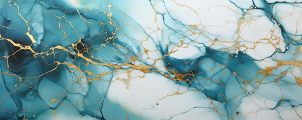 A slab of white turquoise marble with fine lines of gold dust.