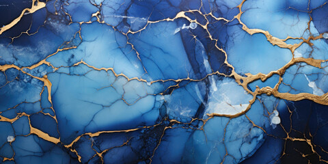 Blue marble background with thin gold lines and drops