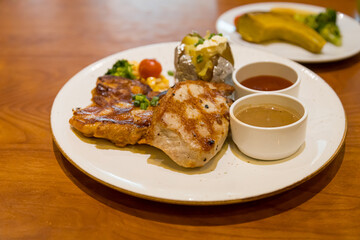 Grilled pork steak
