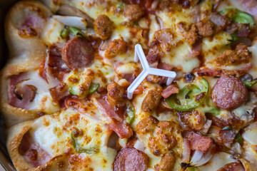 Pizza with Bacon Cheese Crust