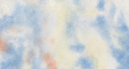 Abstract worn pattern background similar to the sky with clouds. grunge canvas background or texture. Mixed media watercolor and acrylic on paper. Drawn abstract clouds.