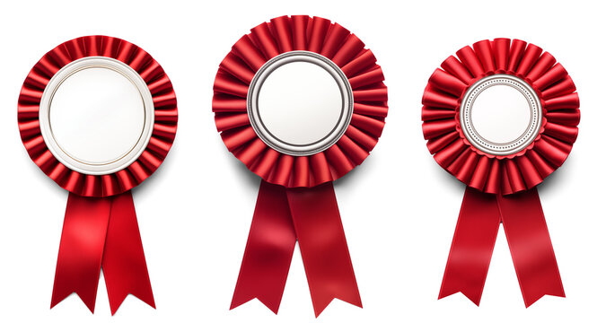 Red rosette ribbon a symbol for success and first prize