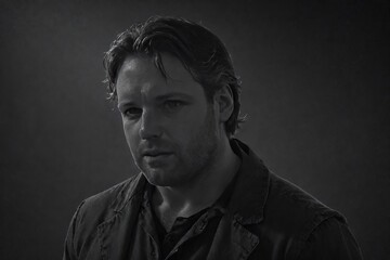 young man portrait. black background.young man portrait. black background.portrait of sad young man in black leather jacket. studio shot. black and white.