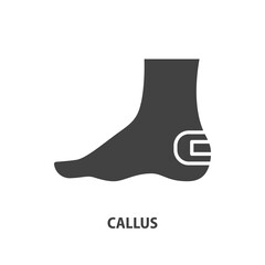 Callus on a human leg glyph icon. Adhesive plaster on a wound vector symbol.