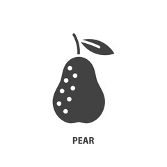 Pear with leaf glyph icon. Fruit symbol. Vector illustration.
