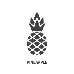 Pineapple with leaf glyph icon. Fruit symbol. Vector illustration.