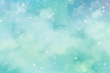 Fototapeta na wymiar Fantasy universe starry sky mint green pastel color cute background material, Generative AI