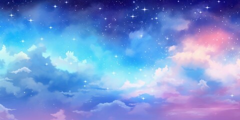 Obraz na płótnie Canvas colorful sky starry sky and clouds glitter illustration background space, Generative AI