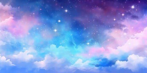 colorful sky starry sky and clouds glitter illustration background space, Generative AI - obrazy, fototapety, plakaty
