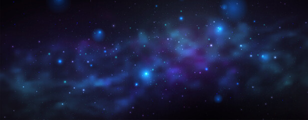 Space vector background with realistic nebula and shining stars. Magic colorful galaxy with stardust - obrazy, fototapety, plakaty