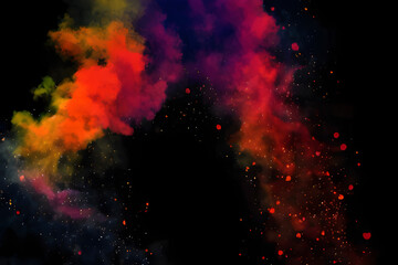 Fototapeta na wymiar Abstract colorful smoke shooting up on black background