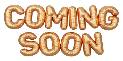 Golden balloon 3d text. Typography. 3D illustration. Coming Soon.