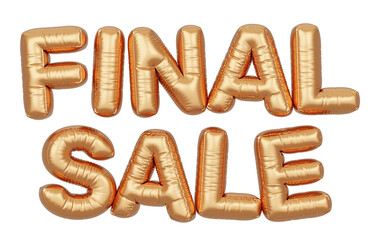 Golden balloon 3d text. Typography. 3D illustration. Final Sale.