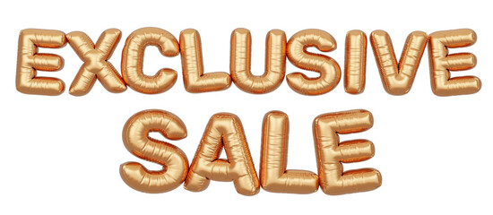 Golden balloon 3d text. Typography. 3D illustration. Exclusive Sale.
