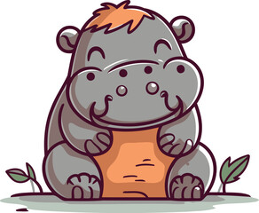 Fototapeta premium Hippo cartoon character. Vector illustration of a hippopotamus.