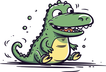 Obraz premium Cartoon crocodile. Vector illustration of a cute crocodile.