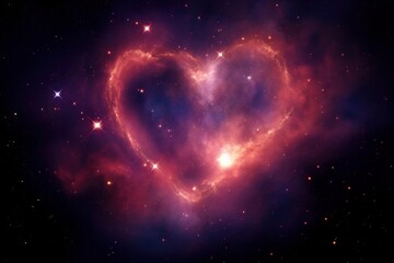 Heart shaped nebula. Heart galaxy. Astrological symbol of love, Generative AI