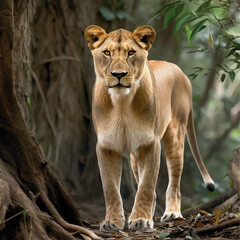 Obraz premium high resolution Illustration of a African female Lion