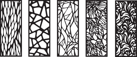 Decorative wall panels set, pattern with abstract flowers