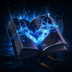 magic book and magic wand