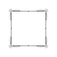 Abstract Black Simple Line Square With Leaf Leaves Frame Flowers Doodle Outline Element Vector Design Style Sketch Isolated Illustration For Wedding And Banner