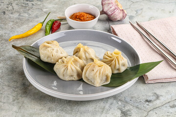Chinese traditional steamed dumpligs momo