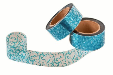 Curb tape decor for cakes with abstract red flowers pattern