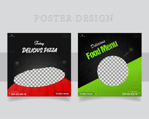 Food social media poster design . 2 types design template. 
