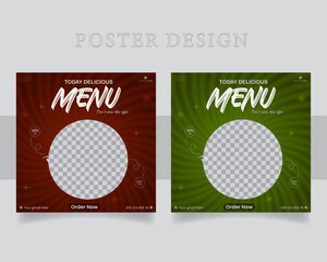 Special social media poster design template for restaurant business. 