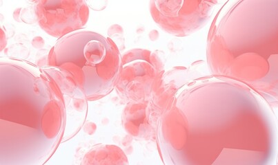 3d Rendering Cells Aesthetic Medicine Collagen and Peptide Sphere Design, white Pink Balls Sticking Balls, Abstract, Generative AI - obrazy, fototapety, plakaty