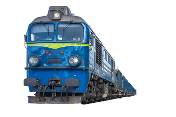 blue train on white isolated background