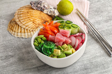 Hawaiian cuisine - poke with tuna and rice