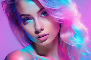portrait of young beautiful blonde woman portrait of young beautiful blonde woman portrait of beautiful young woman with colorful makeup and hairstyle