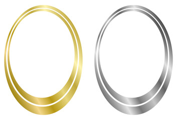 Fototapeta premium Set of golden and silver frames. Vector frame isolated on white. Frame for text, certificate, pictures, diploma, invitation. Golden ring 