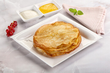 Sweet homemade thick baked pancakes