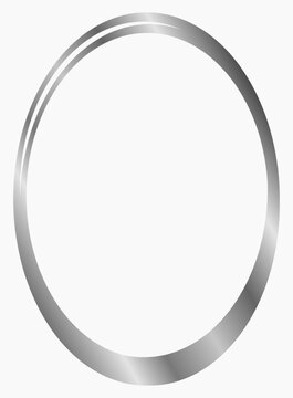 Silver oval metal frame isolated on white. Vector frame for photo. Frame for text, certificate, pictures, diploma